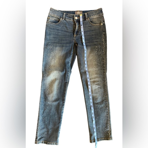 CHICOS so slimming silver sparkle embellished denim jeans size 00 skinny fit - Picture 5 of 9